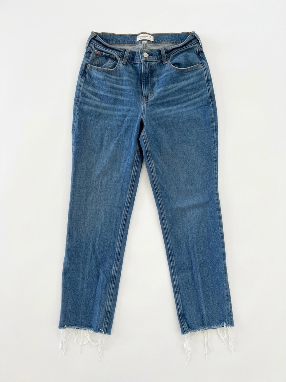 Abercrombie & Fitch Curve Love Mid Rise 90s Straight Jeans Women’s 29S Raw Hem